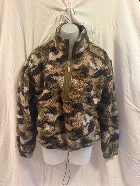 No Boundaries Brown and Cream Sherpa Half-Zip Pullover